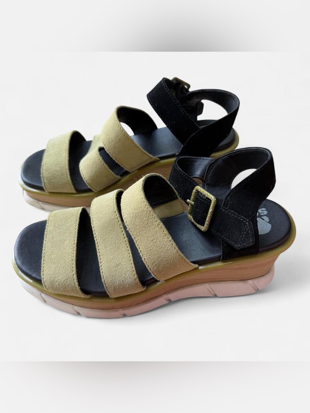 Sorels Women’s Two-Tone Suede Strap Sandals - Black & Olive